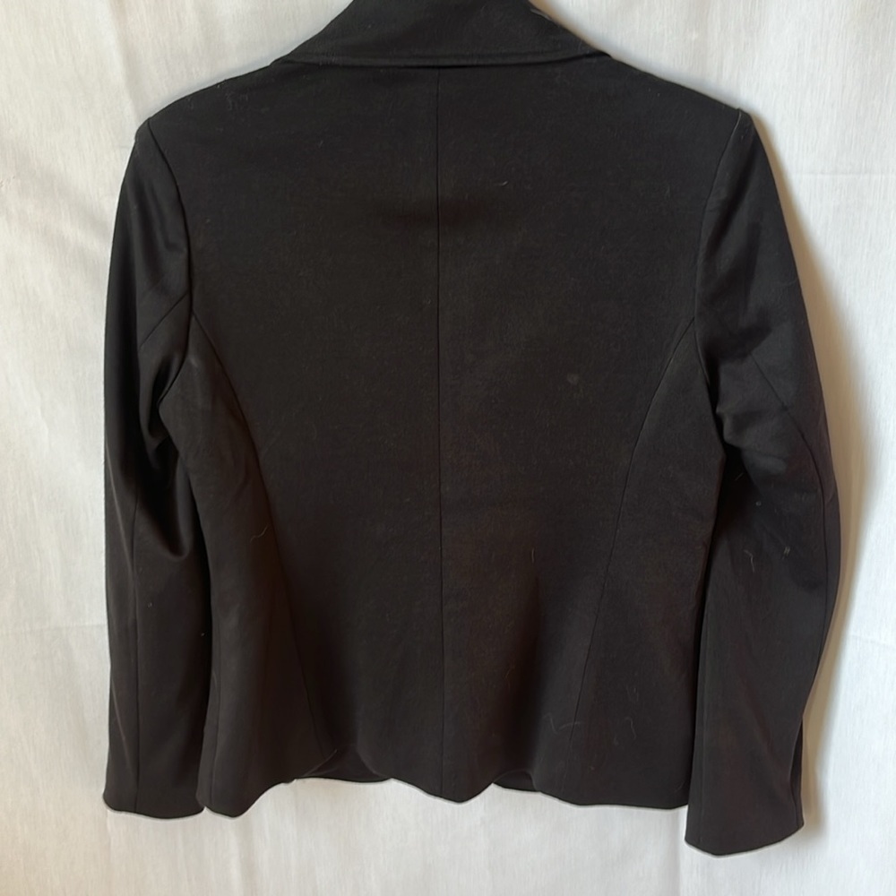 Robert Louis Black Blazer Jacket Zip Detail Career Office Stretch Medium - Picture 7 of 9
